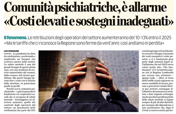 L’allarme lanciato dalle coop che gestiscono comunità psichiatriche: servono adeguamenti tariffari